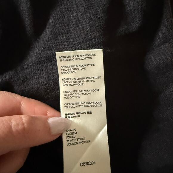 FREE PEOPLE | Black Linen Blend Swing Polo V Neck Swing Trapeze Top  Small - Picture 5 of 5